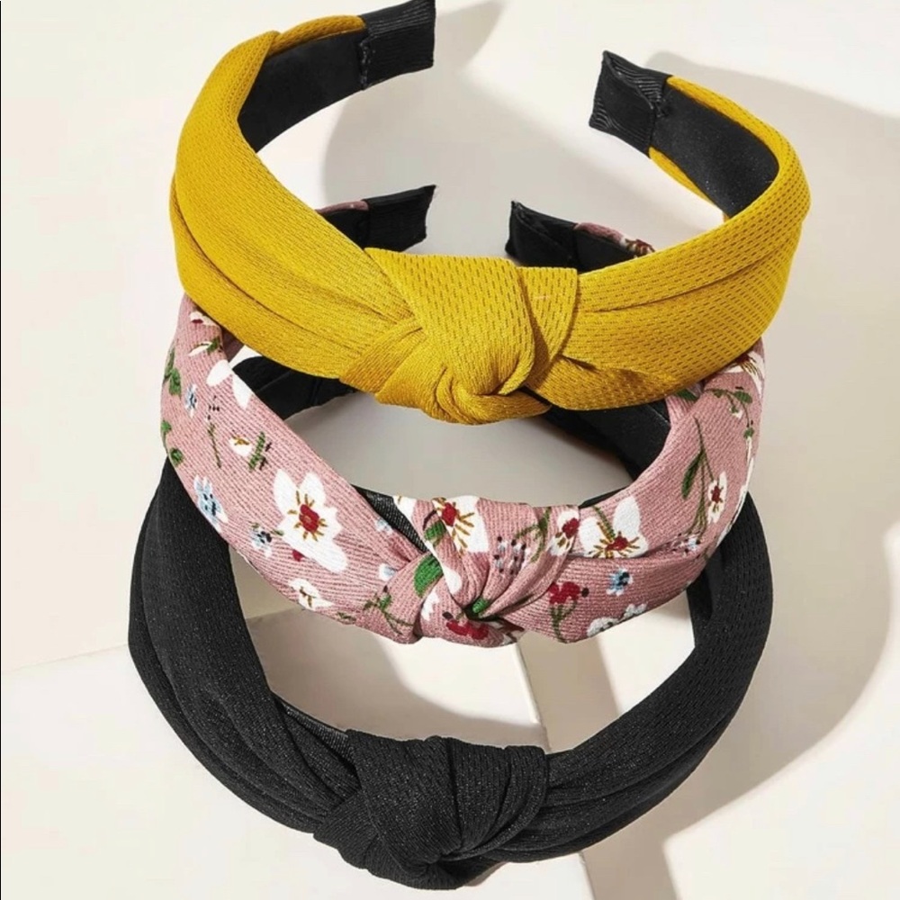 3 pcs ditsy floral pattern cross knot hair hoop